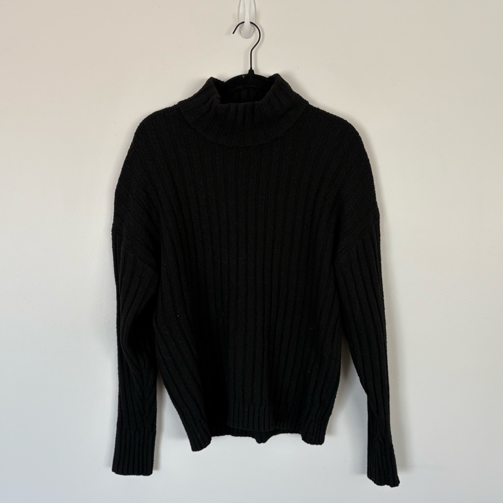 Women's Black Ribbed Sweater